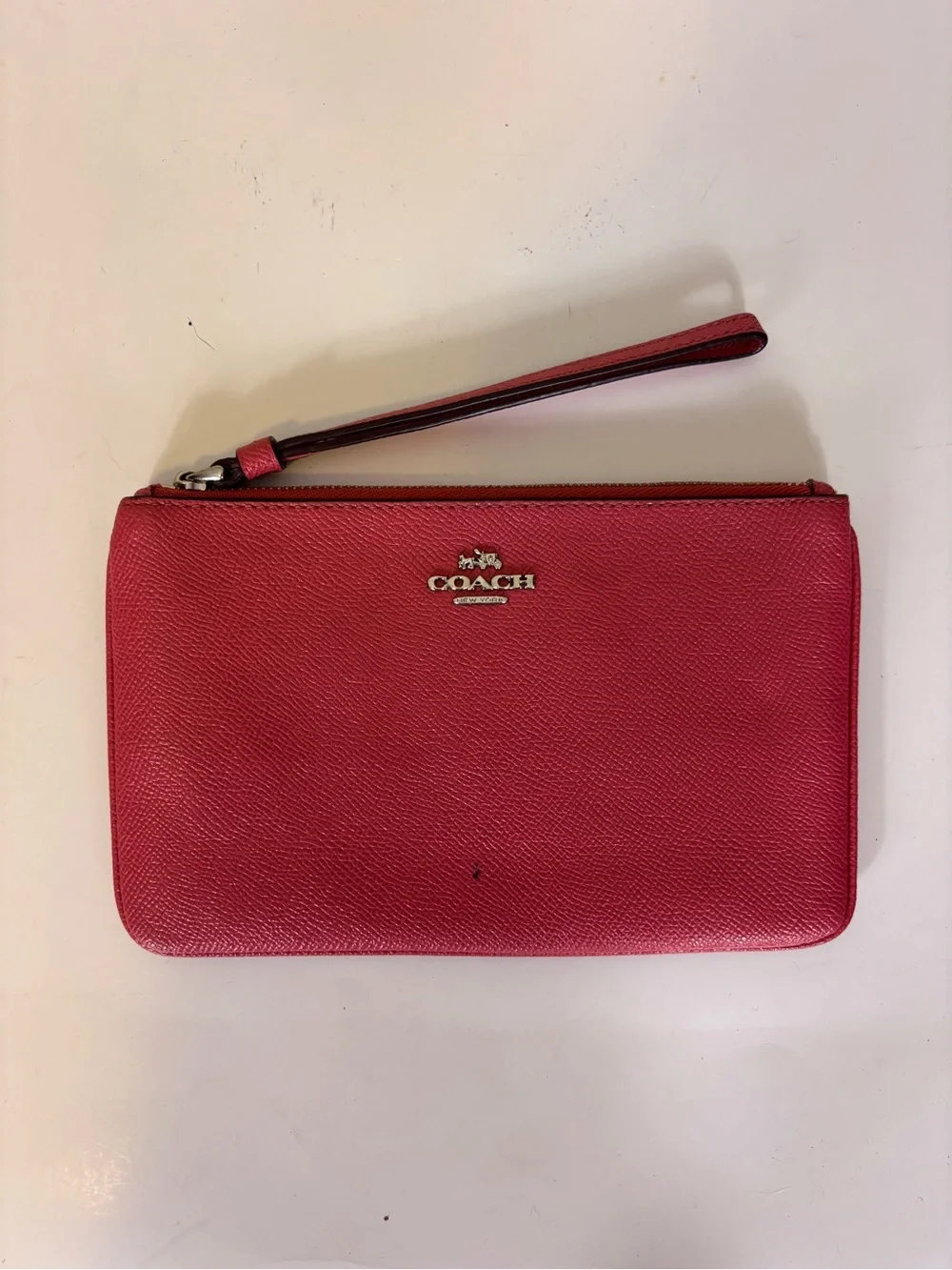 Coach Hot Pink Saffiano Leather Wristlet Clutch Wallet